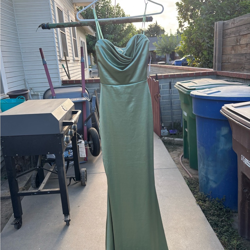 Sage Strapless Green Dress